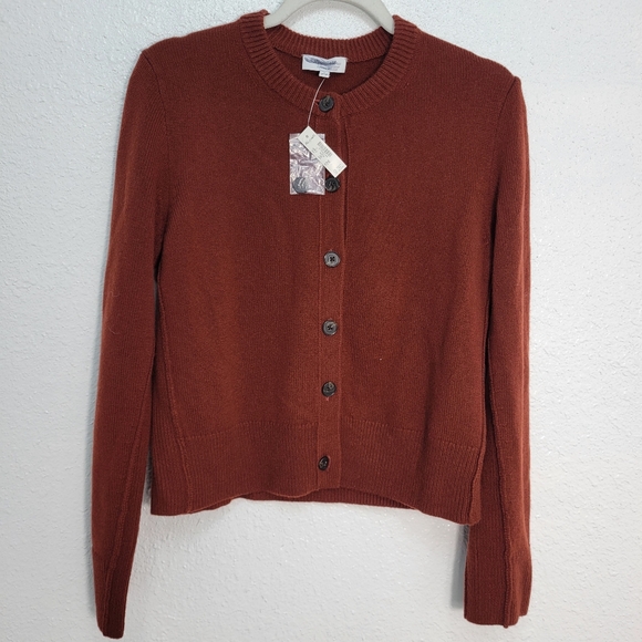 Madewell Cashmere Button-Front Cardigan Sweater NS663 Size L Rust NWT - Picture 2 of 5